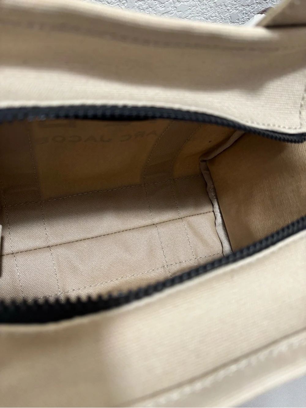 Marc Jacobs Small Canvas Tote in Beige with Black Strap